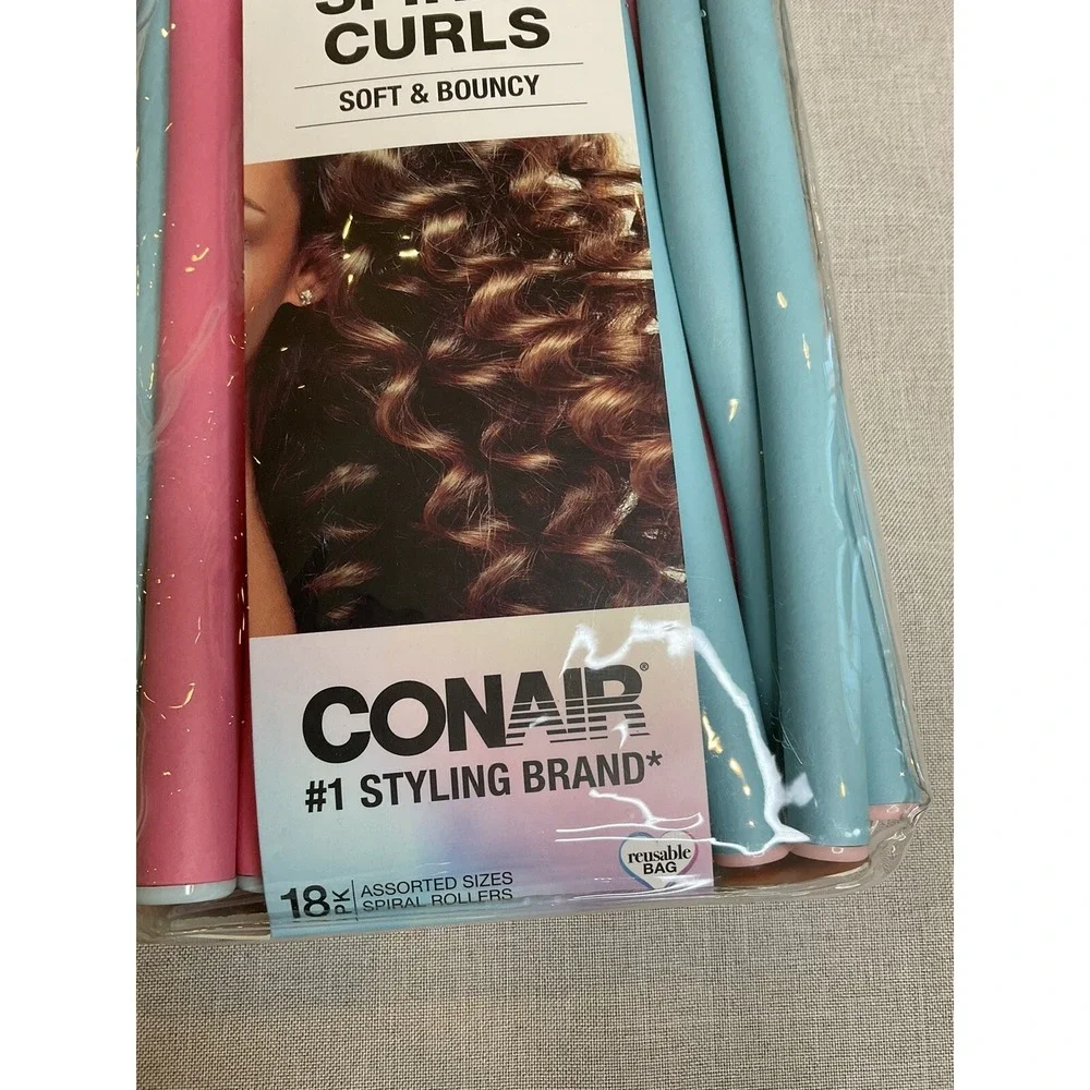 Conair Spiral Curls 18 Spiral Rollers Blue Pink‎